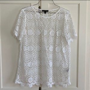 Banana Republic White Lace Tunic, Floral Lace Design, Size L, Like New